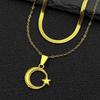 Colliers à chaîne en acier inoxydable arabe Étoile Croissant de Lune Musulman à Double Couche pour Femmes Hommes Pendentifs Talisman Islamique Bijoux