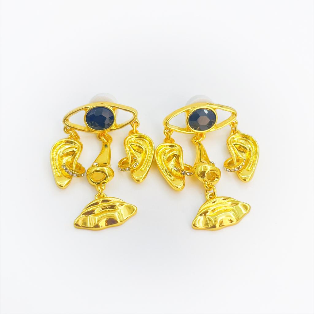 Literary Retro Vntage Devil Eye Fringed Earrings Exaggerated Design Sense Earrings Women