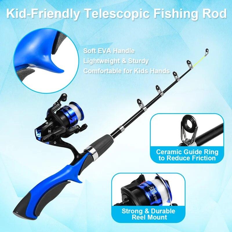 Kid's Carbon Fiber Rod Superhard Boat 1.2m/1.4m Ice Fly Lure Fishing Rod With High Quality Fishing Reel Fishing Tackle Set