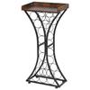 15 Bottle Wine Rack,Iron Freestanding Floor Wine Holder, Mini Bar Stand Liquor Cabinet with Wood Tabletop, For Home Bar,Kitchen,Living Room,Dining
