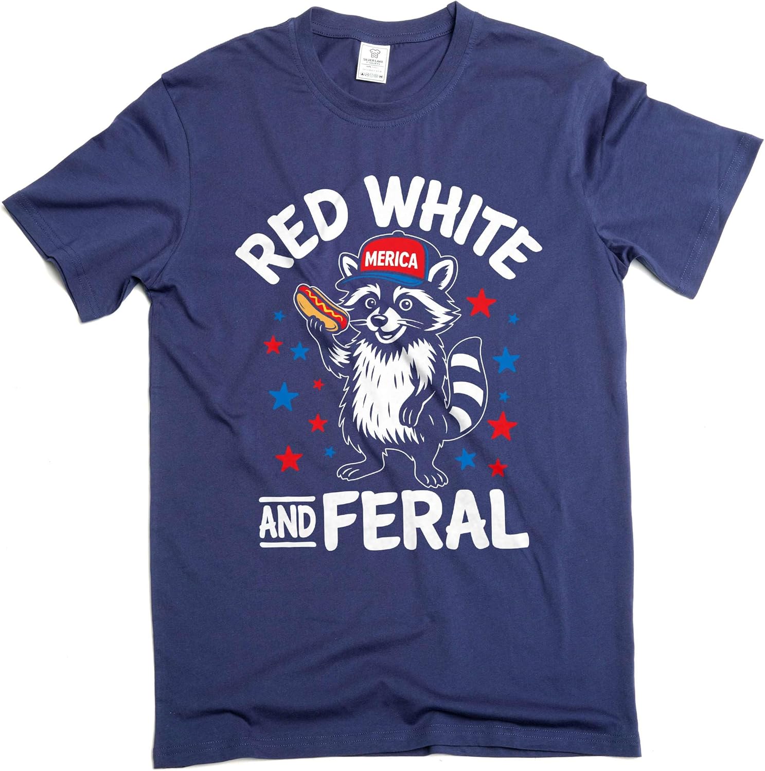 

Funny 4th of July Shirt, Feral Raccoon Tee Shirt Red White and Feral Shirt 5XL різнокольоровий