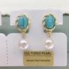 Natural Freshwater Pearl & Turquoise Earrings - Retro Court Style
