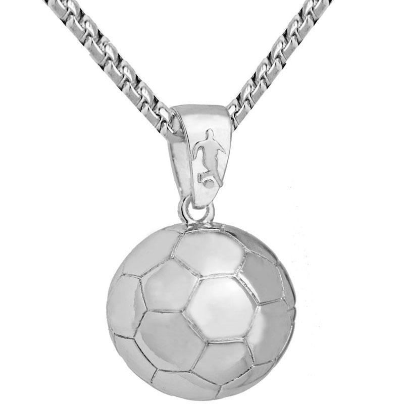 Three-Dimensional Basketball Pendant Necklace Hip-Hop Football Pendant Chains Accessories Men's Sports Ball Round Pendant Chain