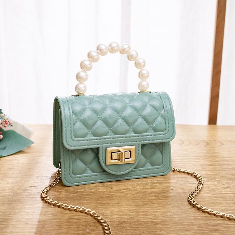Violet Chicly Pearl Portable Chain Sweet Simple Female Wallets New Fashion One Shoulder Diagonal Straddle Bag Wallets for Women