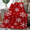 White Snowflake Print Throw Blanket - Festive Winter Holiday Motif Soft Lightweight Accent for Sofa Bed Travel Office Gift