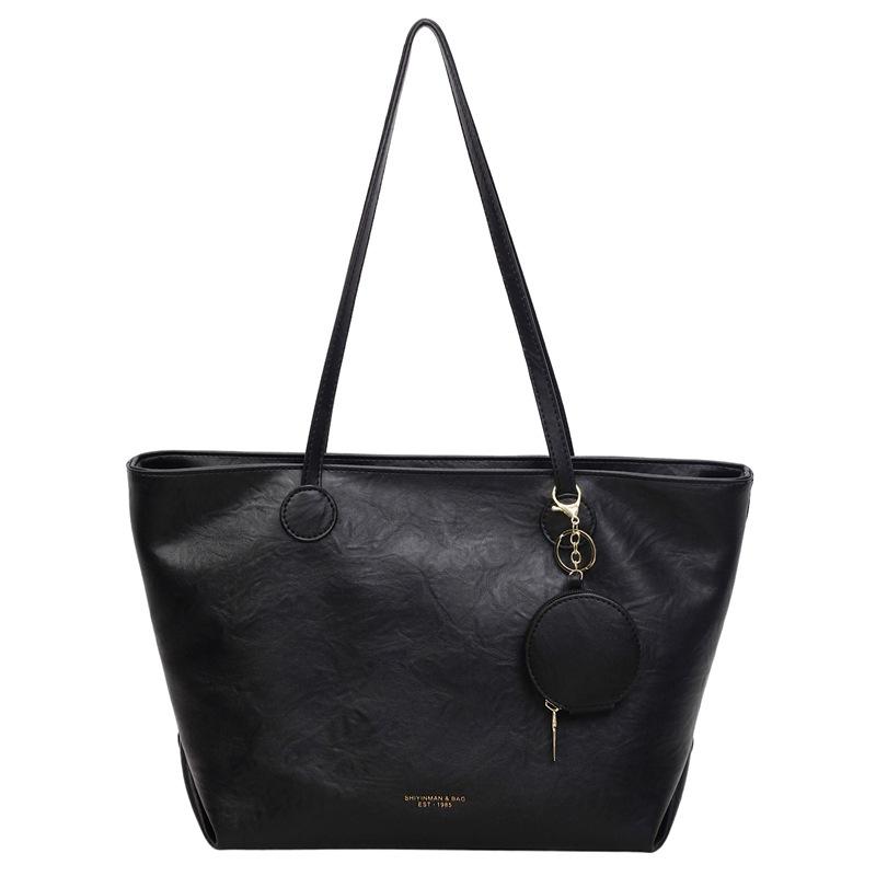 Large-capacity Bag Women's Autumn and Winter Simple and Versatile Shoulder Retro Bag Textured Commuter Tote Bag