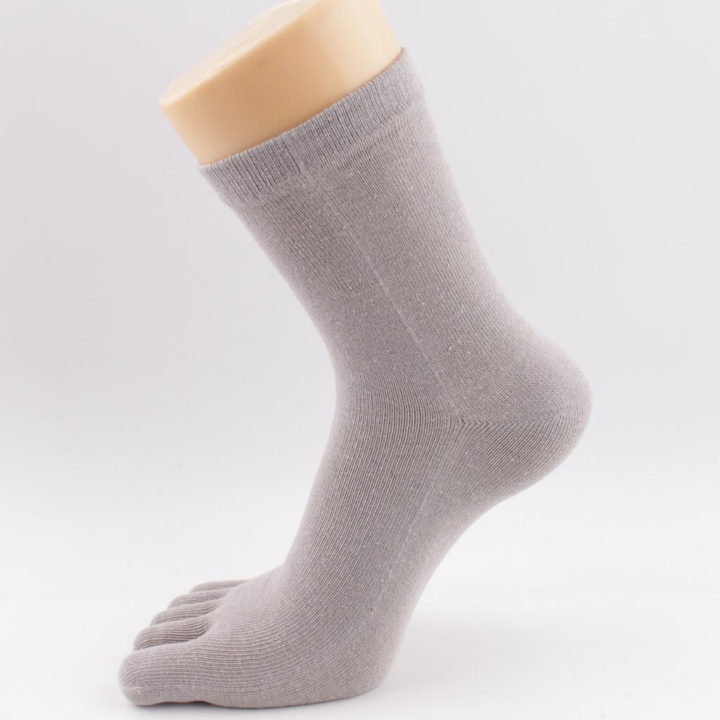 3 Pairs Men'S Business Dress Socks With Toes Solid Black White Comfortable Knitted Cotton Toe Sock High Quality 5 Finger Hosiery