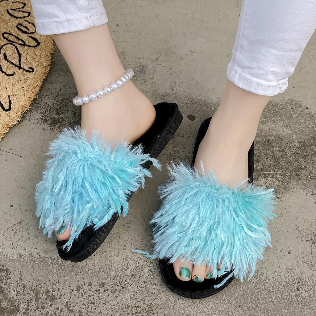 Fashion Women Slippers Warm Slides Casual Flat Low Heels Shoes for Women Solid Fur Short Plush Women Shoes Plus Size