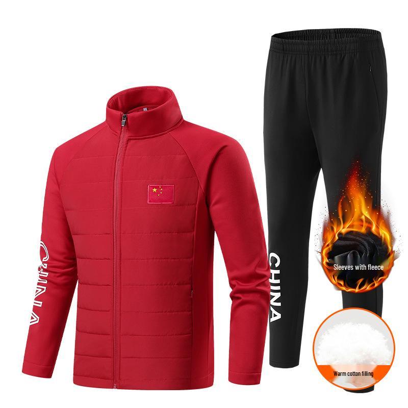 

2022 Sportswear Winter Fleece-lined Set: Men s & Women s National Team Athlete Training and Wushu Coach Uniform 5XL