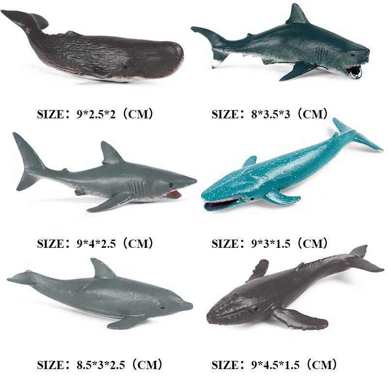 Oenux Mini Ocean Marine Shark Model Classic Sea Life Animal Whale Turtle Action Figures PVC Lovely Educational Toy For Kids Gift
