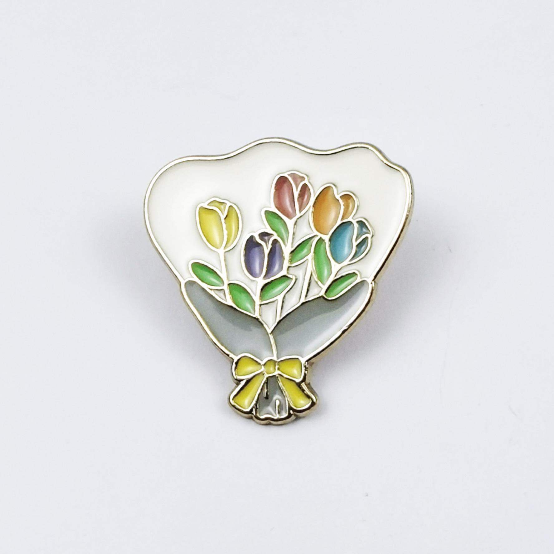 Creative Rabbit Flower Brooch - Cute Metal Badge for Clothing & Hats
