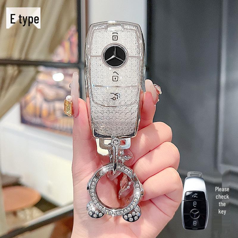 High-End Key Case for 25 Mercedes-Benz Models: E300L, C260L, GLC, GLS, EQE, A-Class - Elegant Design for Women