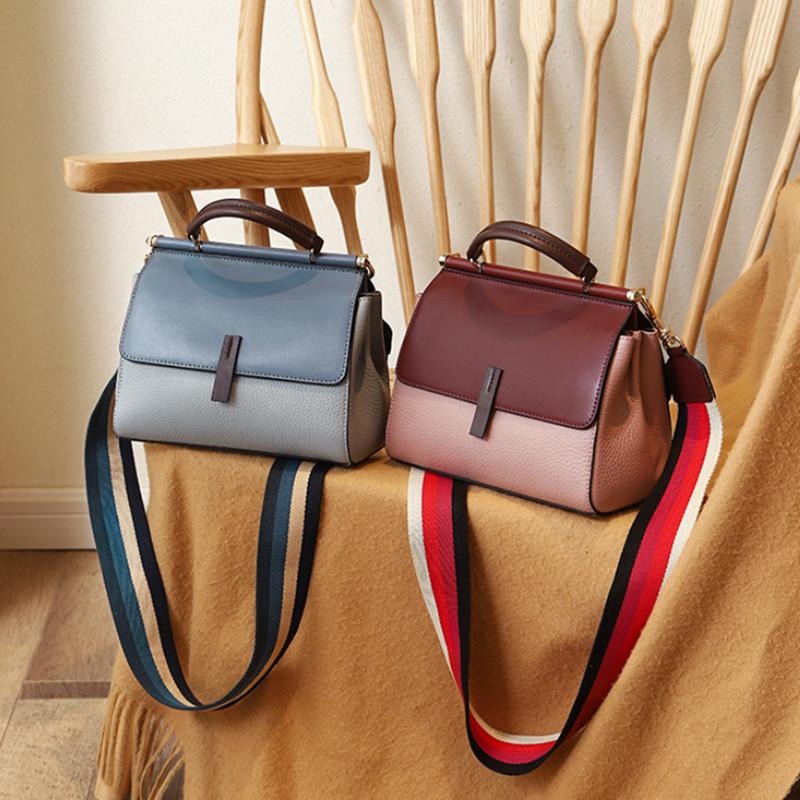Genuine Leather Women's Bag Crossbody Bag Fashion Women's Shoulder Bag Large Capacity Bag with Color