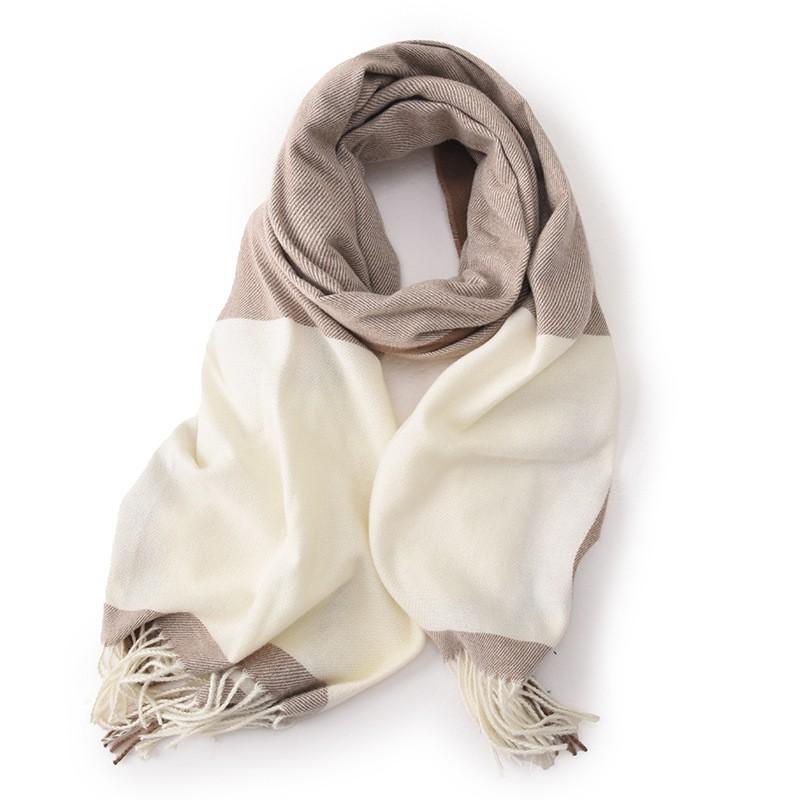 Oversized Plaid Scarf With Tassels Warm Faux Cashmere Shawl Women Men Winter Fashion Accessory