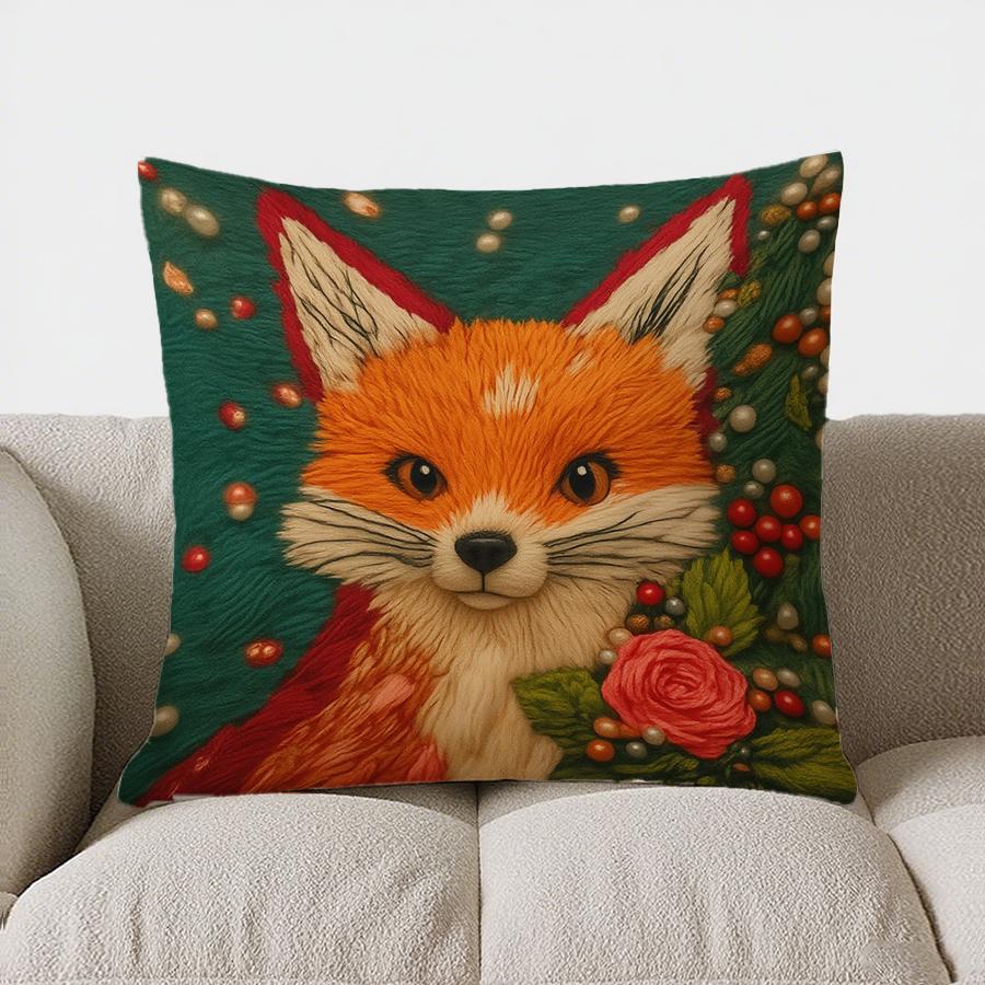 Home Decor Christmas Snowman With Flowers Decorative Pillow Pattern Cushion Cover Suitable For Sofa Bedroom Car Pillow Cover
