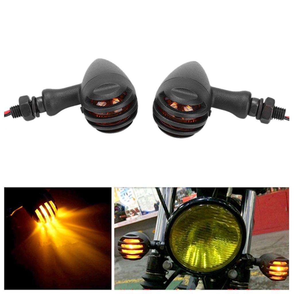 1 Pair Retro Style Universal Turn Signal Light Lamp Motorcycle Modification AccessoriesBlack