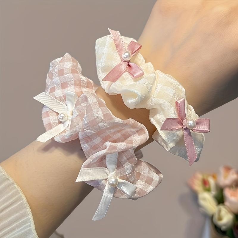 2pcs [High-Quality Hair Ties] Sweet Princess Style Bow Hair Ties, Versatile Fashionable Bun Hair Ropes, Instagram Trendy Ponytail Hair Accessories 2pcs