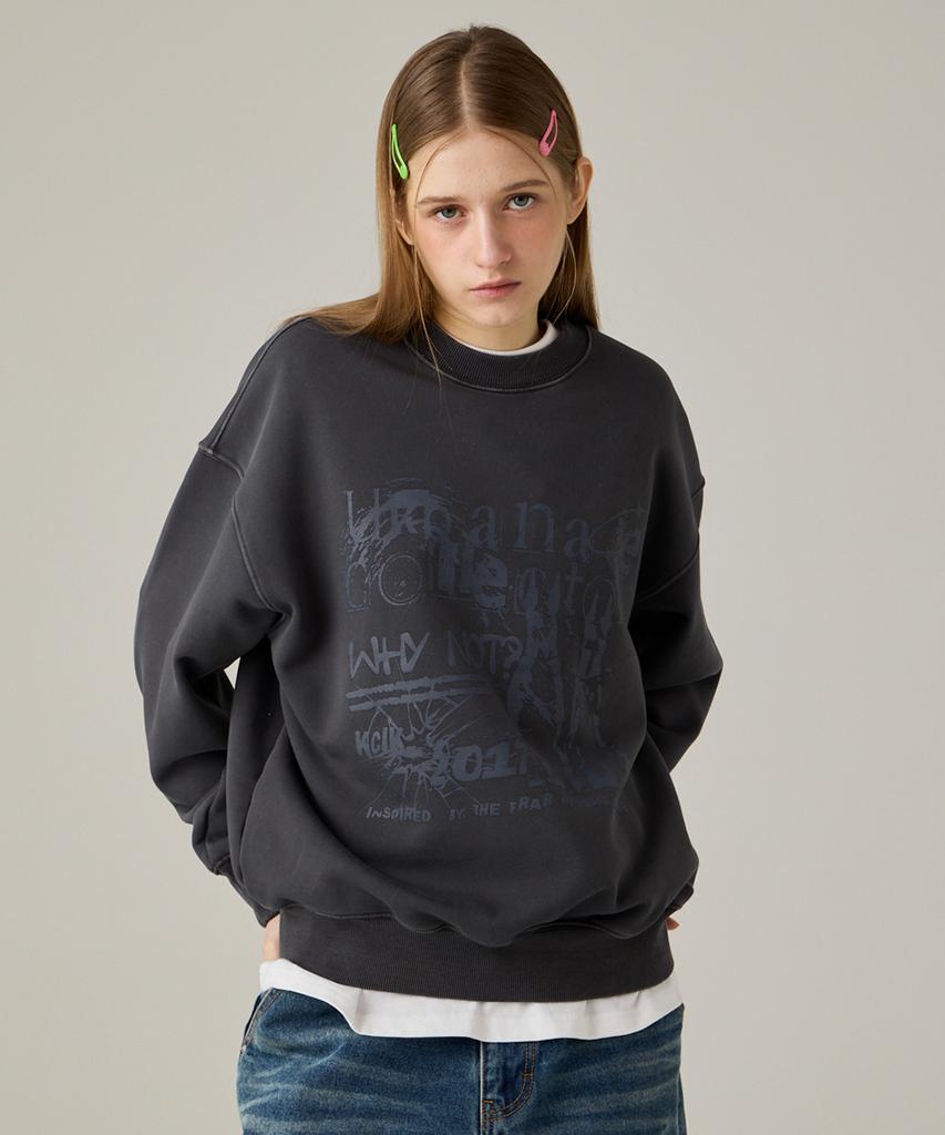 URBANAGE Collector Pigment Oversized Sweatshirt Charcoal