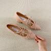 Invisible inner height increase Small man is not tired of feet Bow pointed single shoes Women's versatile word with thick heel Mary Jane shoes