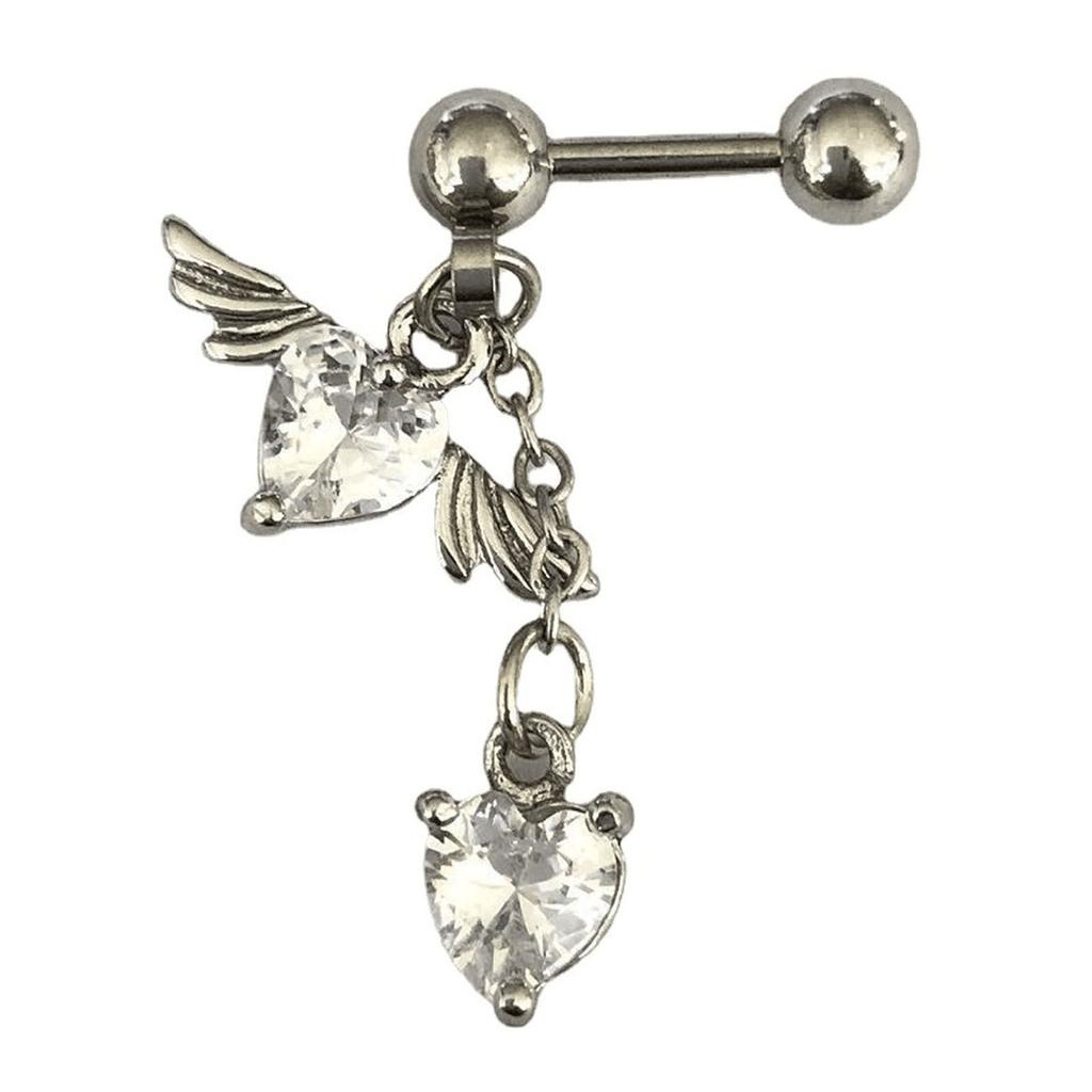 Heart Angel Wings Dangle Earrings Women Charm Earrings Zircon Drop Earrings for GIrl Bride Birthday Valentine Gift