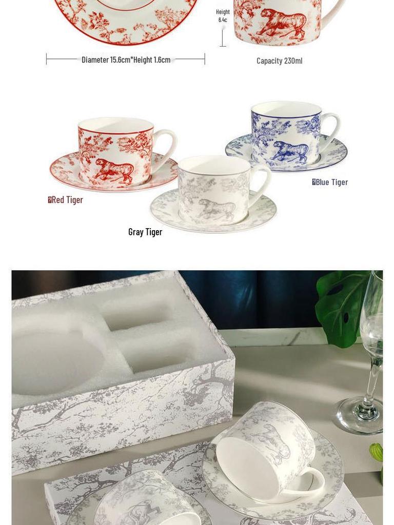 D Home Luxurious Coffee & Tea Set: Cup & Saucer for Two in Gift Box – Elegant Tableware for Afternoon Tea