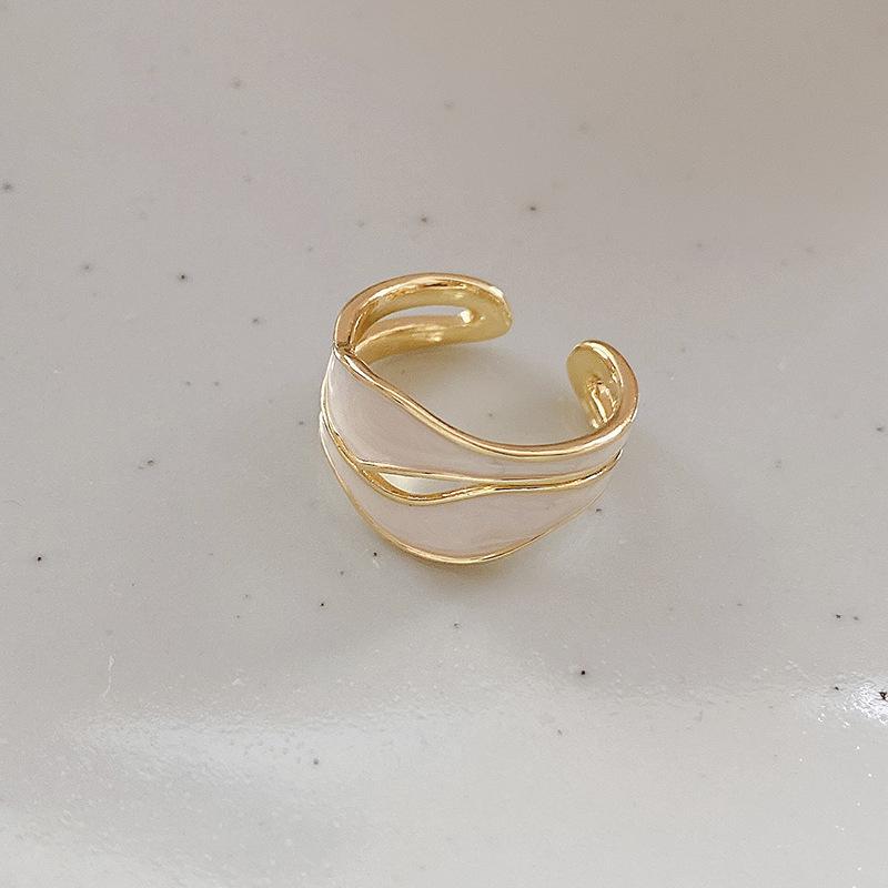 French Drip Glaze Irregular Double Layer Open Ring - Women's Fashion Statement Ring