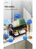 Kitchen Countertop Dish Drying and Storage Rack with Basket for Plates and Utensils