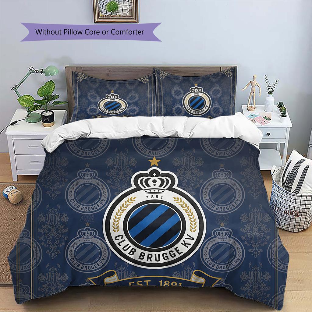 Club Brugge KV Pattern Bedding,Quilt Set Quilt Cover Pillowcase Home Birthday Gift(1 * Duvet Cover + 2 * Pillowcase, Without Core)