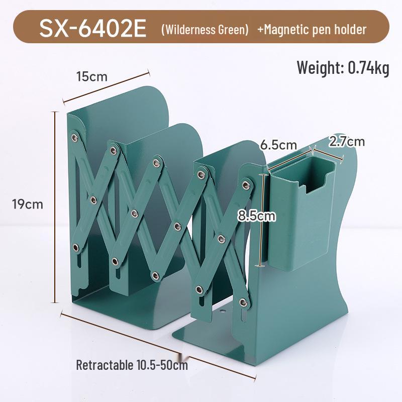 Magnetic Retractable Book Stand with Pen Holder - Desktop Bookcase Divider and Folding Fixer.