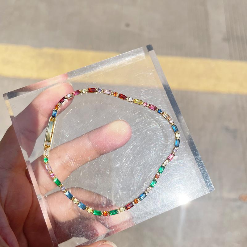 

New Shiny Colorful Crystal Tennis Bracelets for Women Luxury Iced Out Cubic Zirconia Bracelet On Hand Hippie Jewelry
