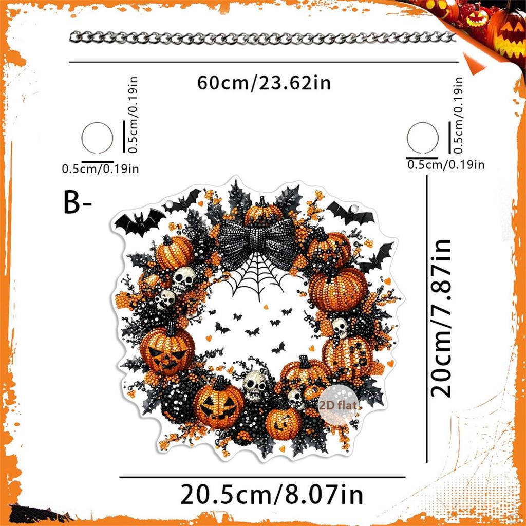 Halloween Pumpkin 2D Acrylic Pendant Decoration,Horror Sturdy Hanging Ornament for Front