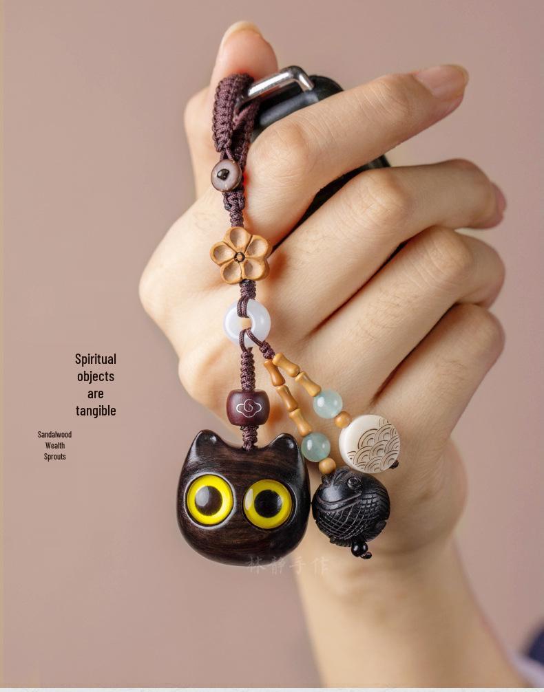 Ebenholz Katze Schlüsselanhänger: Niedliches Ornament für Männer & Frauen - Kreatives Geschenk