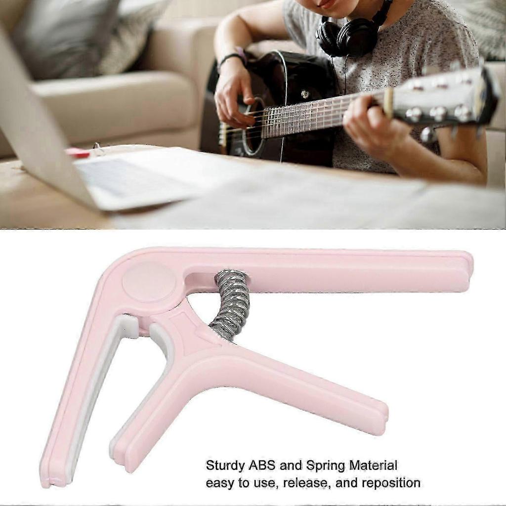 Sturdy Pink ABS Guitar Capo Spring Clamp for Acoustic Guitar 25-26s