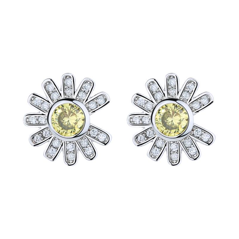 

Серьги-пусеты Серебряная игла антиаллергенные с хризантемой - Корейская модная циркониевая бижутерия для женщин платиновый