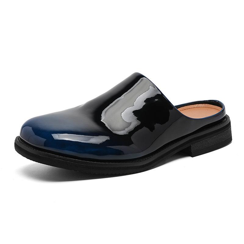 Fashion trend new one-pedal muller shoes bag head boken shoes dress upright versatile leather slippers 91519-J