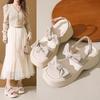 Fashion Roman Sandals 2025 Summer Bow Shoes Clear Heels Buckle Strap Open Toe Gladiator New Clogs Peep Beach Girls Comfort Scandals Butt