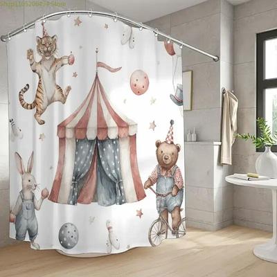 1 Stück Badezimmer Duschvorhang, Geburtstagsparty, Clown-Feier Duschvorhang, Inklusive 12 Haken, 180*180cm Badezimmervorhang H