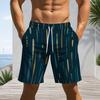 Men s Plus Size Multicolor Printed Beach Shorts Drawstring Waist Side Pockets Straight Leg