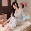 Factory Goods 1011 Ice Silk Pajamas Women's Spring Thin Short-sleeved Douyin Live Broadcast Fashion Printing Set Internet Celebrity