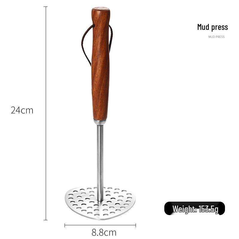 

ZISIZ Stainless Steel Potato Masher with Wooden Handle