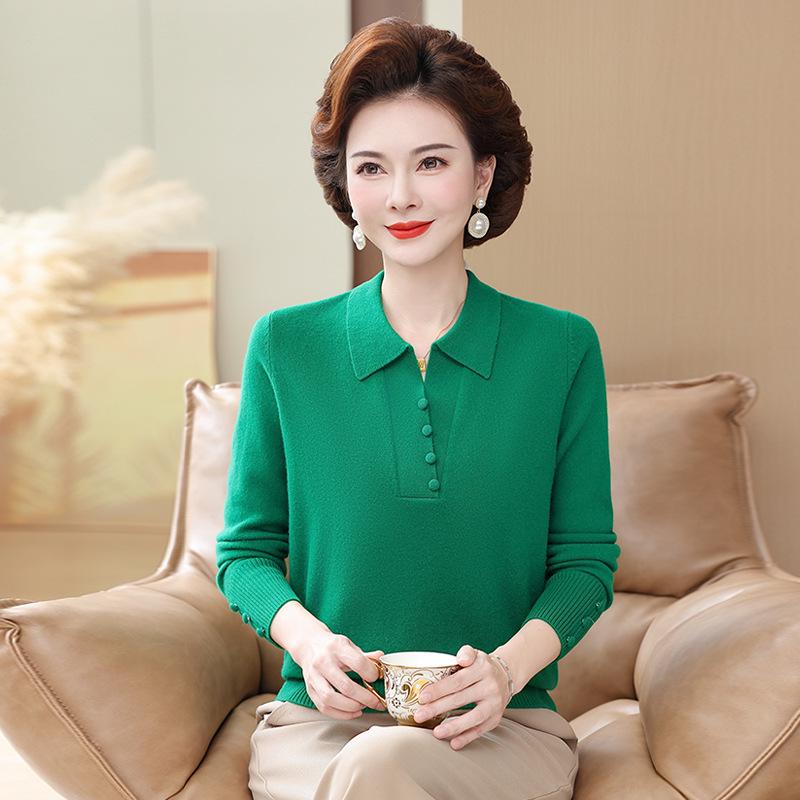 Luxurious Women's Pure Wool Turtleneck Sweater - Autumn/Winter Collection for Middle-aged Mothers