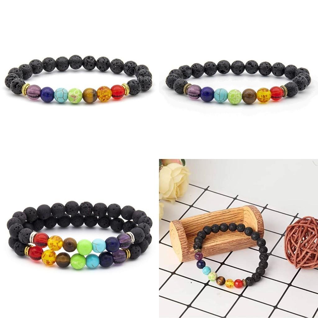 Armband aus natürlichem Vulkangestein, bunte Energieperlen, Großhandel, Modeschmuck für Männer und Frauen