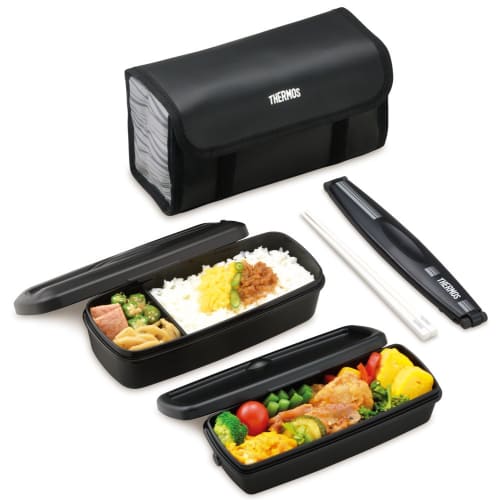 Thermos Bento Box 2 Tier Fresh Lunch Box 900ml Black Gray DJB-905W BKGY