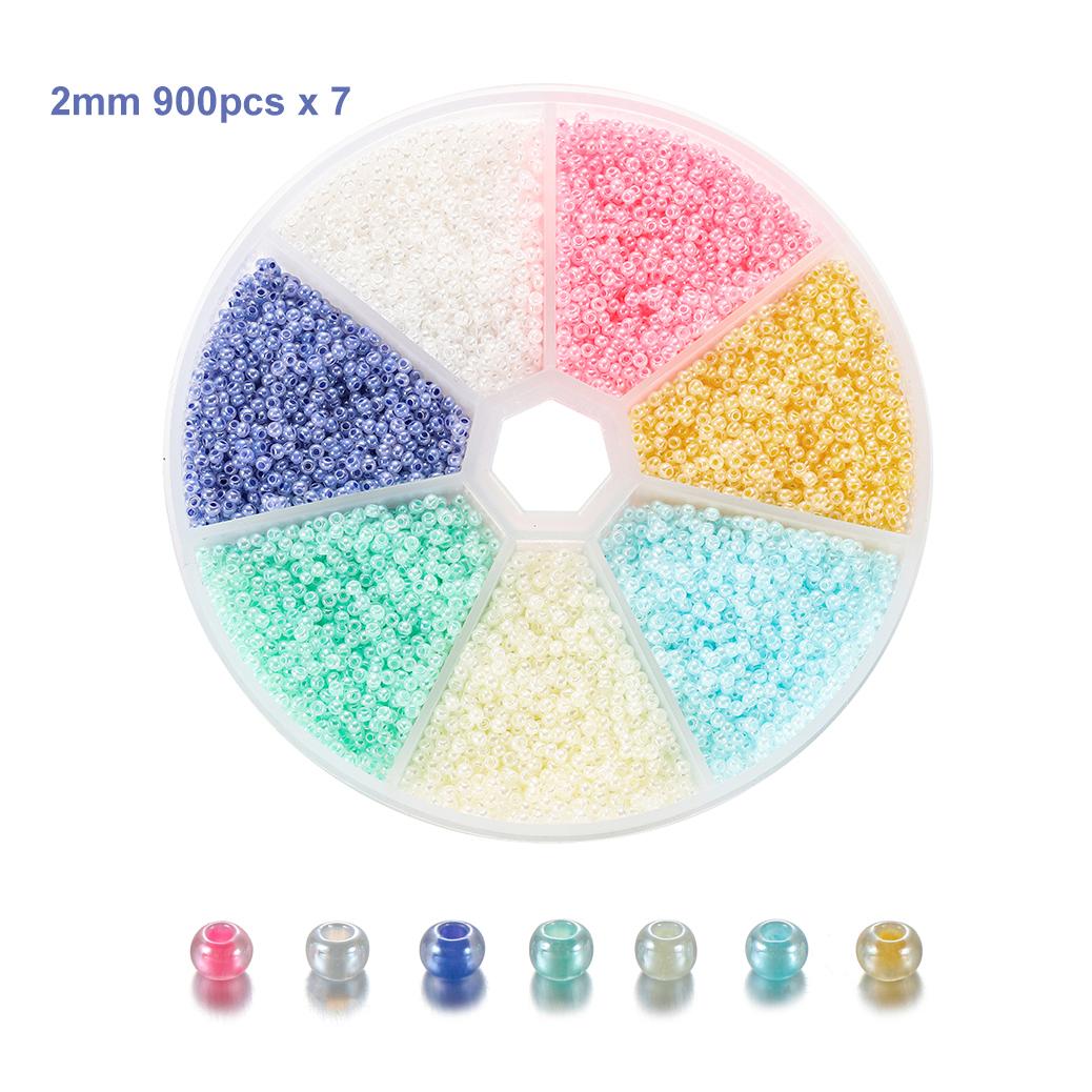 

6300Pcs/Box 2mm Colorful Glass Seed Beads Charm Czech Spacer Beads for DIY Crafts Bracelet Jewelry Findings Making Accessories 2mm-6300pcs