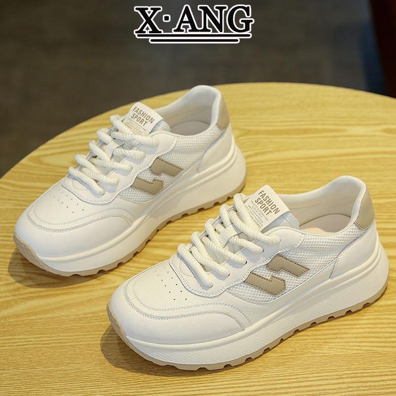 Leather Women's Thick-soled Lightweight Sports Shoes Women's Shoes Autumn New Versatile Casual Dad Shoes