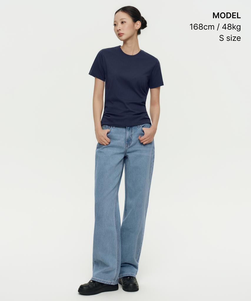MUSINSA STANDARD WOMAN [Cooltandard] Women'S Basic Crew Neck T-Shirt [Navy]