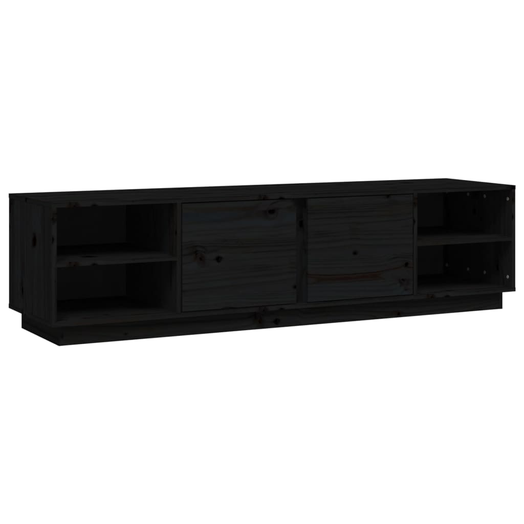 Vidaxl Szafka Pod Tv, Czarna, 156X40X40 Cm, Lite Drewno Sosnowe