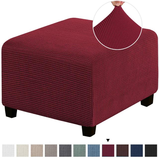 Quadratische Gewebte Jacquard Hockerbezug Elastisch All-Inclusive Hockerbezug Bank Hockerbezug Waschbar Möbel Schutzhülle Hockerbezug