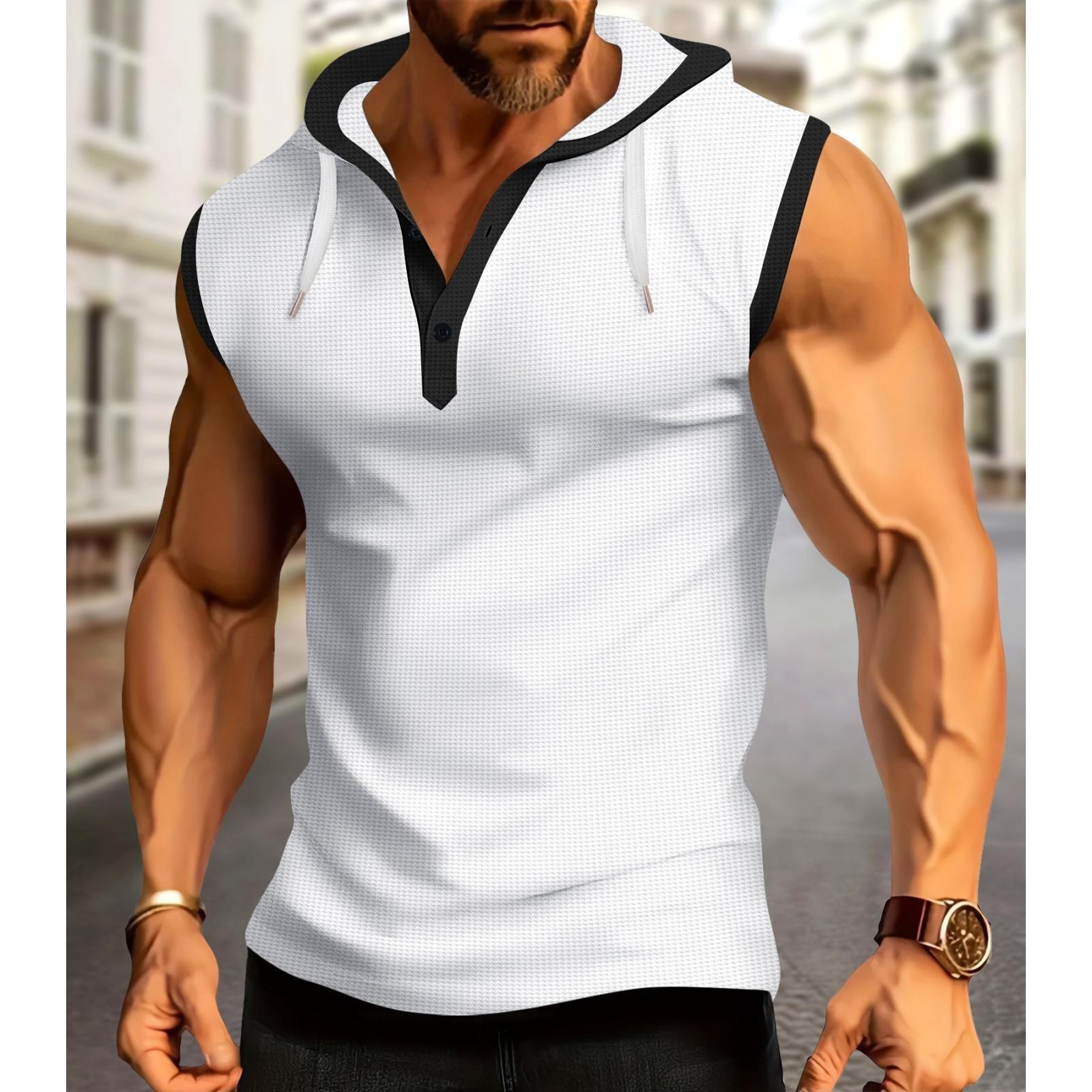

Men s Casual Sports Multi-color T-shirt - Men s Hooded Sleeveless Top XL білий