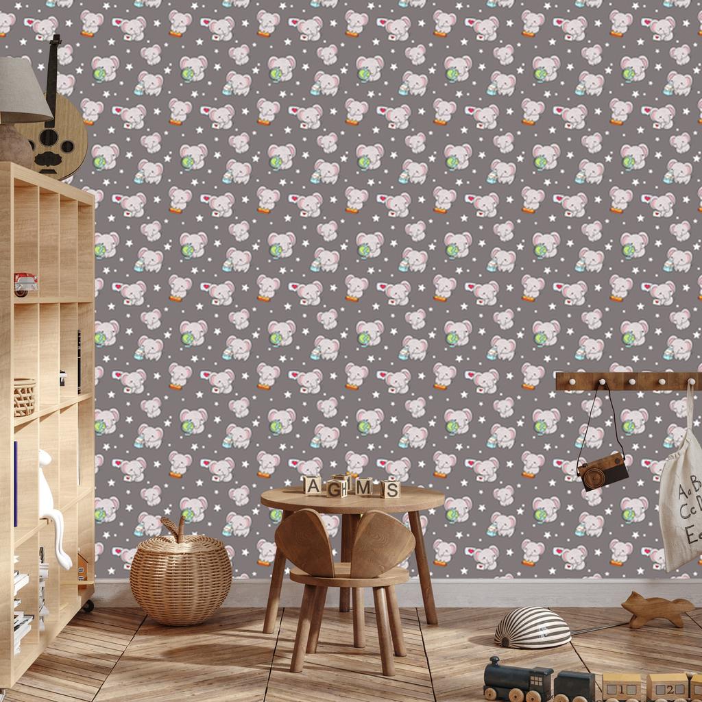 Elephants Wallpaper Gray and Light Gray for Living Room and Bedroom 50x1000